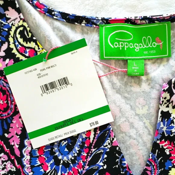 PAPPAGALLO Long Sleeve Pearl Pink Paisley Tunic Top—NWT—L - Picture 7 of 14